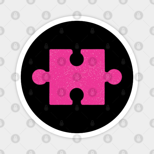 We "Click" - Pink puzzle piece Magnet by Scrabbly Doodles